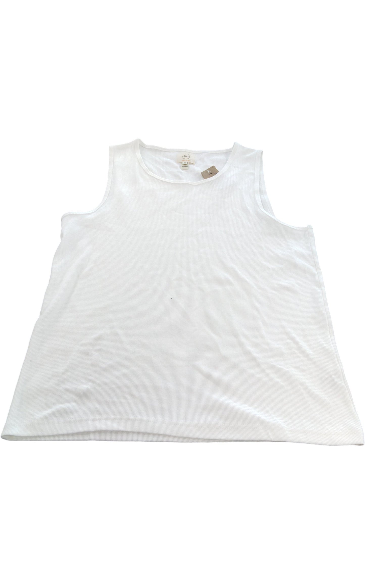 River Island Women's White Ribbed Tank Top UK XL Summer Casual Wear