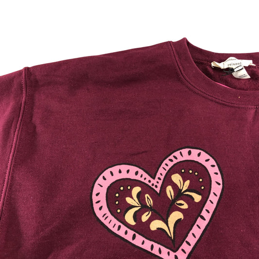 River Island Sweatshirt UK S Women's Maroon Ma Cherie Long Sleeve Embellished
