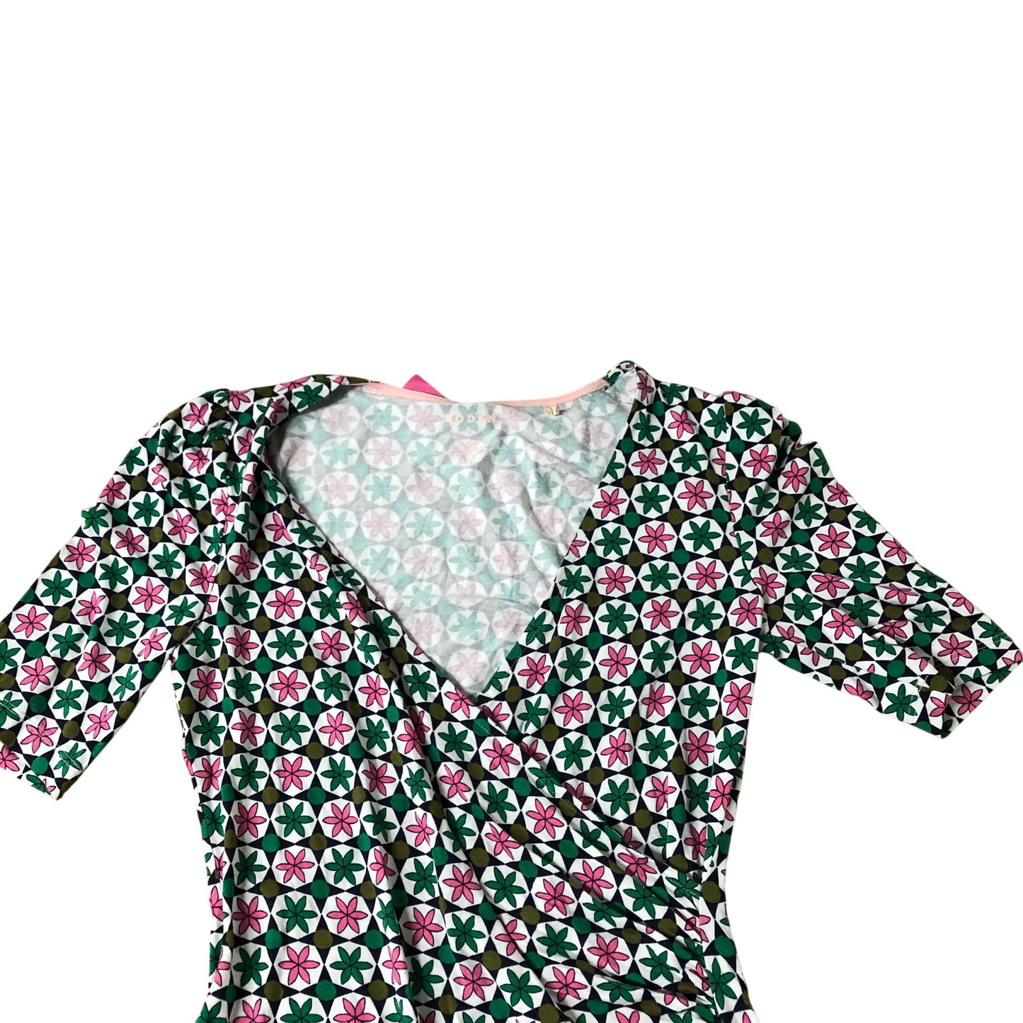 Floral Printed Blouse Women's Short Sleeve V Neck UK8