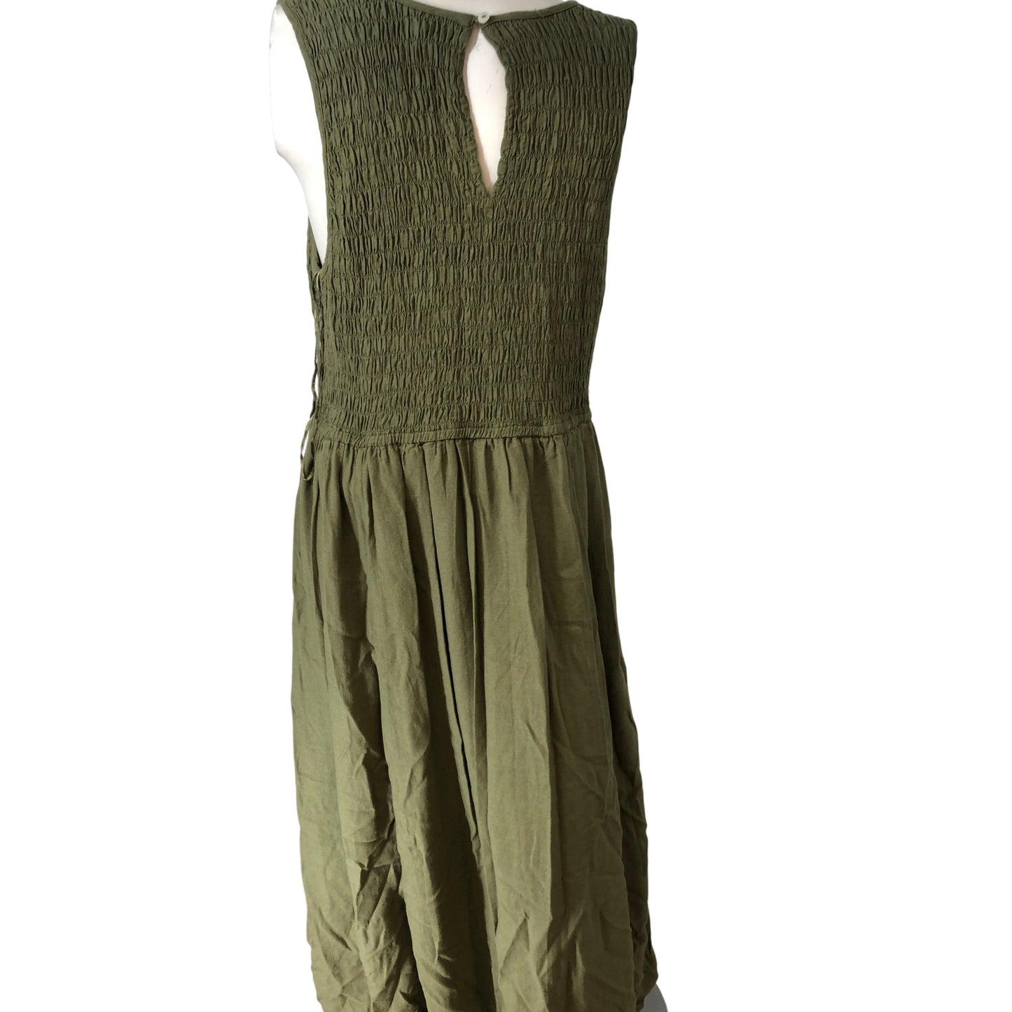 River Island Khaki Summer Satin Dress UK14 Women's Casual Relaxed Fit Green