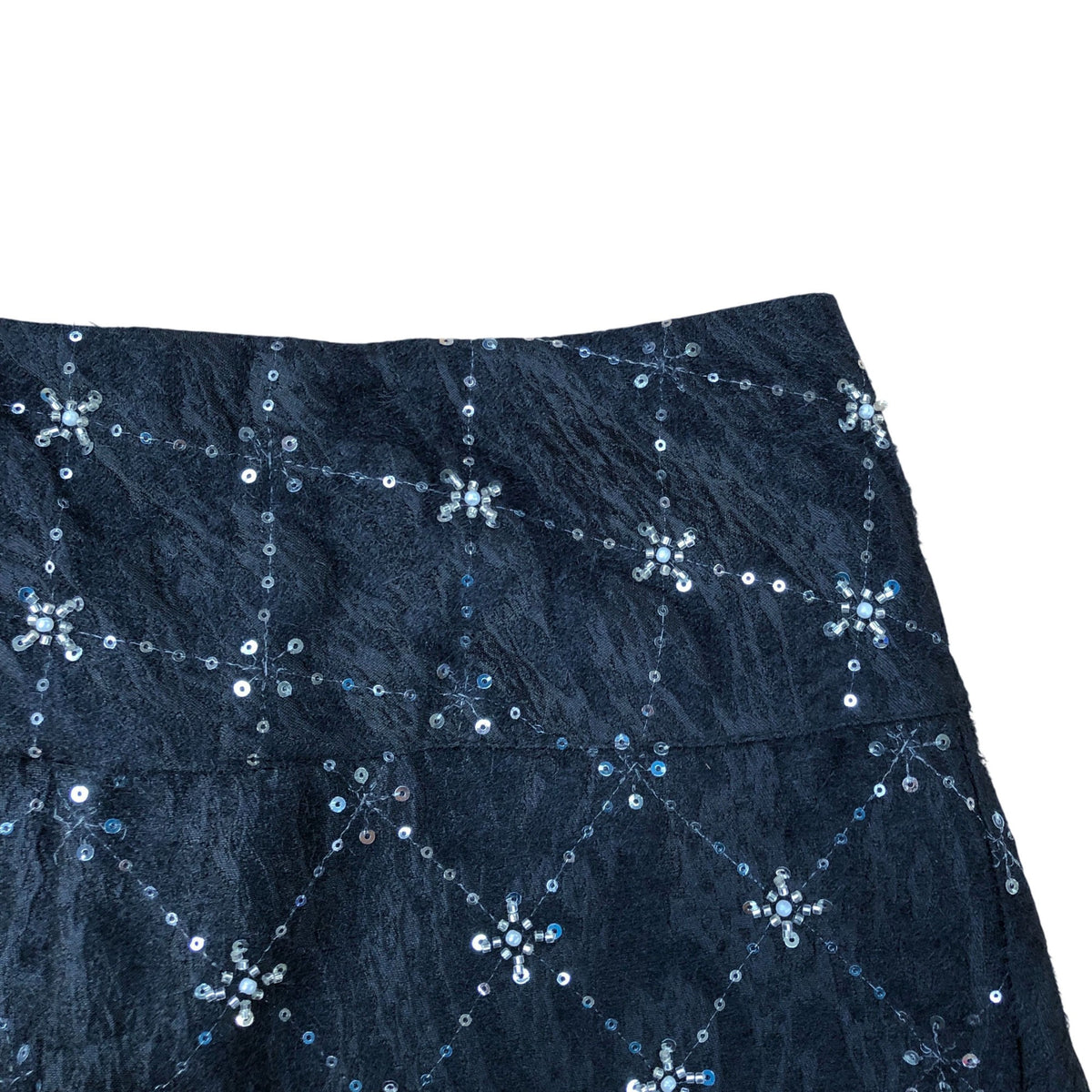 Black Sequin Embellished Lace Shorts