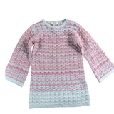 River Island Mini Pink Knit Dress 12-18 Months Girls Long Sleeve Chevrons