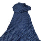 Long Sleeve Button Up Dress UK10 Practical Floral Navy Print