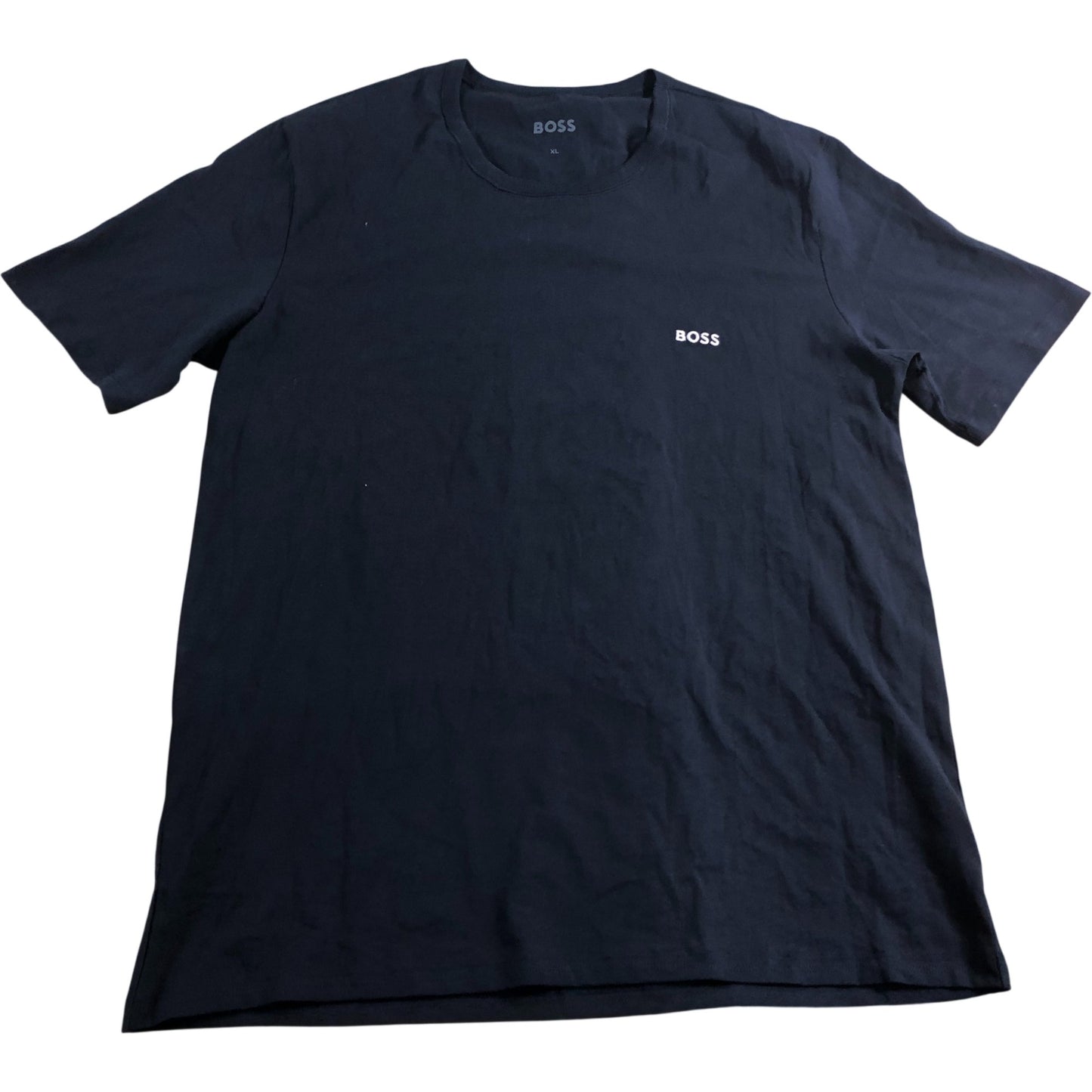 BOSS Navy T-Shirt XL Men's Short Sleeve Cotton Logo Crew Neck