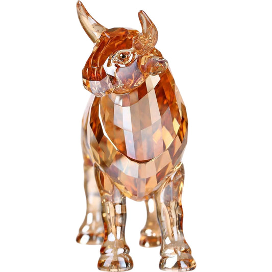 Gold Crystal Bull Figurine Art Glass Decorative Sculpture Unique Gift Home Decor