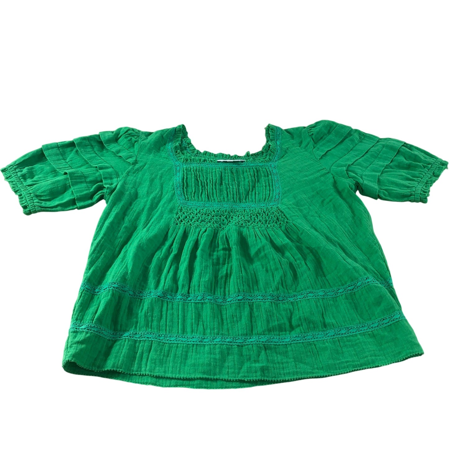 Branded Green Cheesecloth Blouse - Size 10
