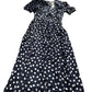 Baukjen Polka Dot Dress UK8 Women's Short Sleeve Viscose Navy Blue Casual