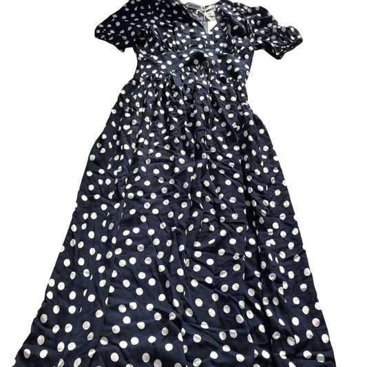 Baukjen Polka Dot Dress UK8 Women's Short Sleeve Viscose Navy Blue Casual