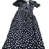 Baukjen Polka Dot Dress UK8 Women's Short Sleeve Viscose Navy Blue Casual