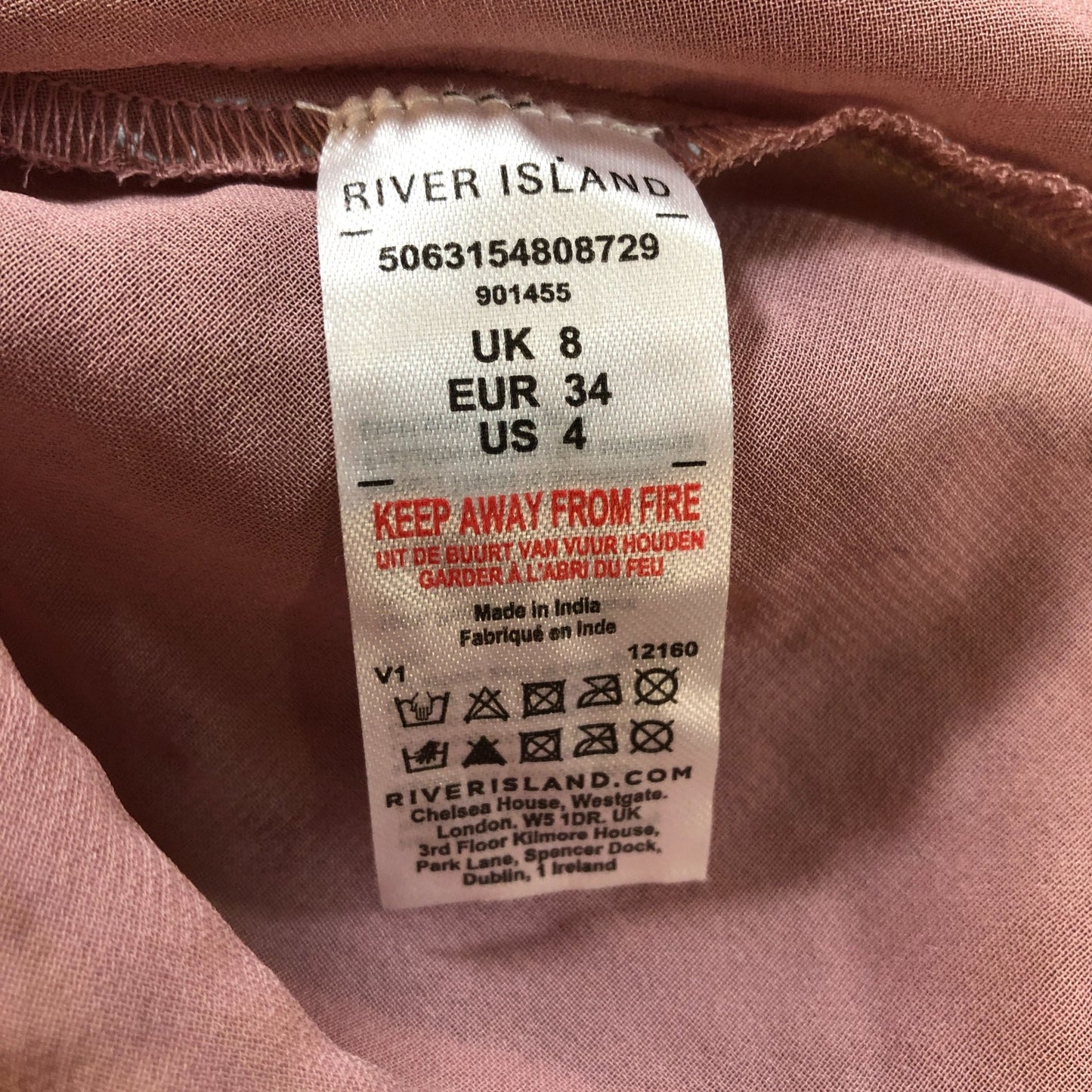 River Island UK8 Women's Pink Spaghetti Strap Tank Top Embellished Design
