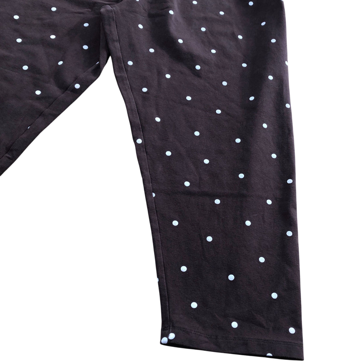Women's Curve Chocolate Brown Polka Dot Cropped Leggings Casual Cotton Blend