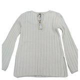 River Island Women's Cream Ribbed Sweater UK Size S Long Sleeve Tie Neck