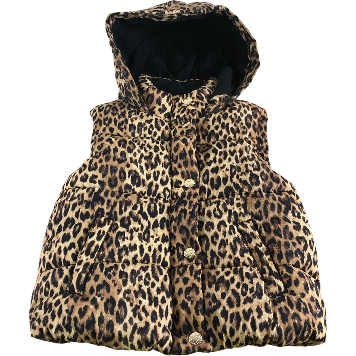 River Island Leopard Print Puffer Gilet UK2-3Years Kids Hooded