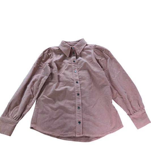 Branded Pink Cord Shirt Women's Long Sleeve Button Up Collared Top UK12