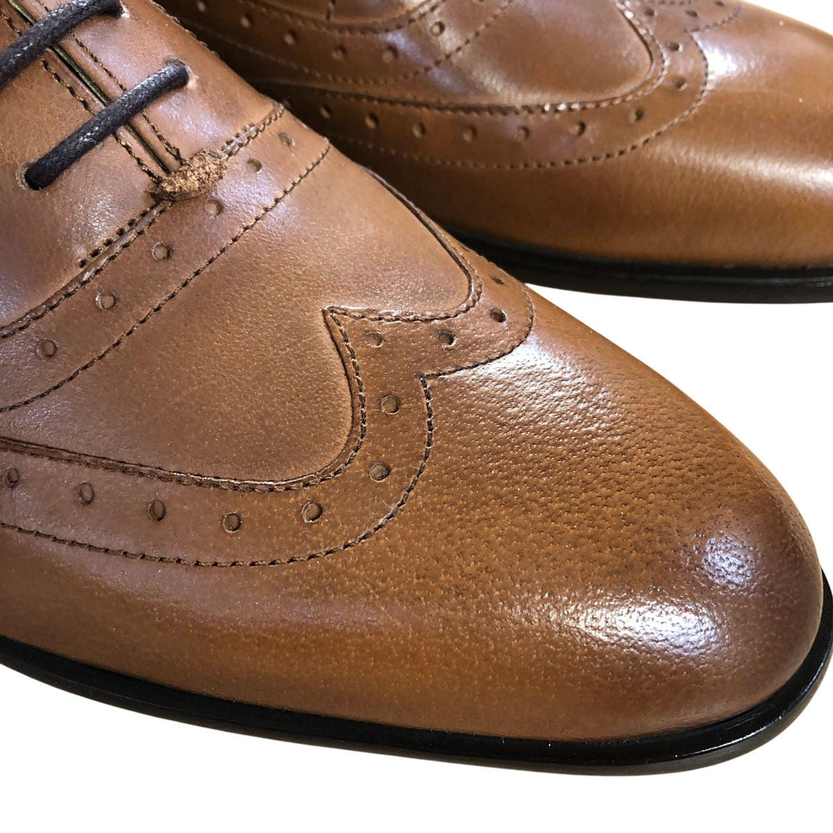River Island Leather Brogue Shoes Mens Tan Oxfords Classic Style