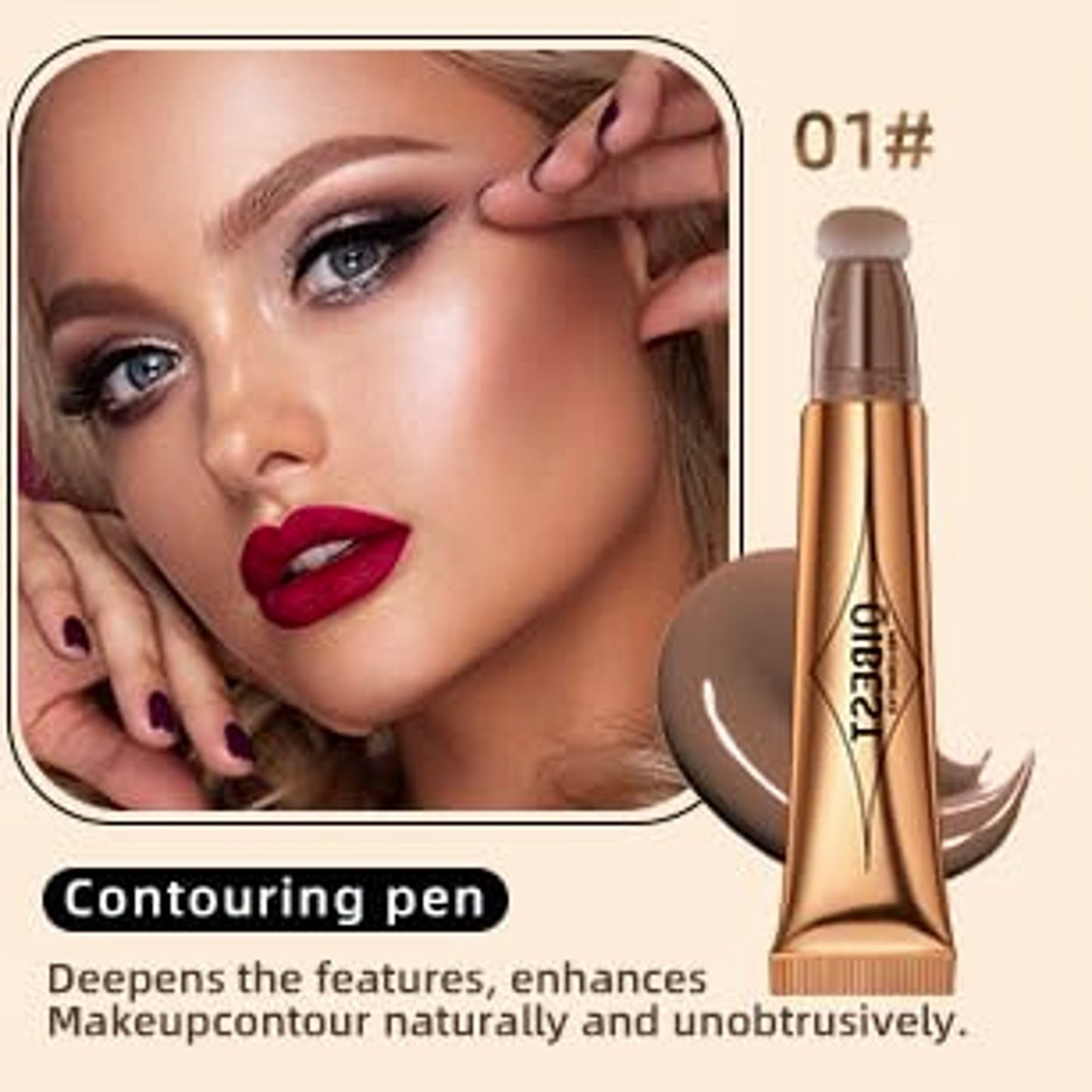 Qibest Multifunctional Makeup Pen 01 Cream Blush High Gloss Application Tool