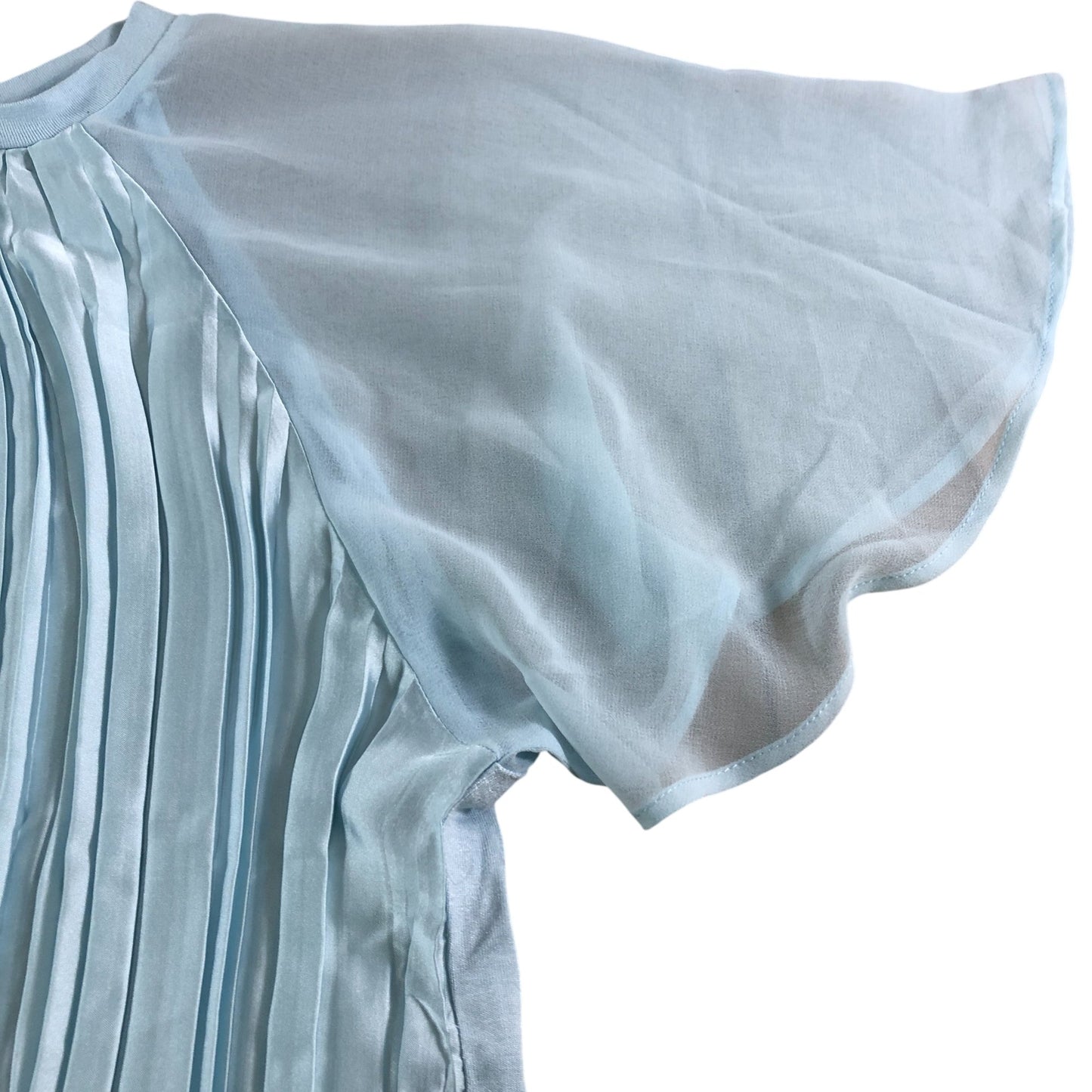 River Island Blue Short Sleeve Pleated Top - Size 8