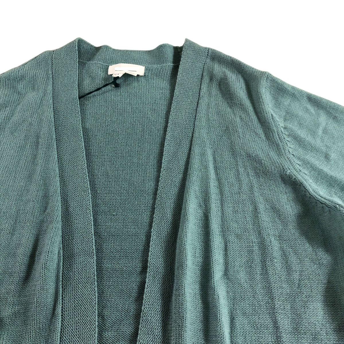 Tatia Cardigan UK12 Women's Teal Cotton Open Front Pockets