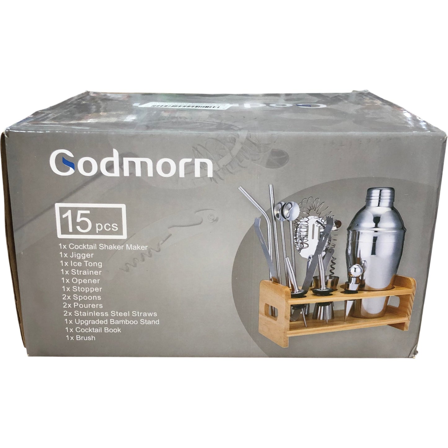 CODMORN 15 Pcs Cocktail Shaker Set Bar Tool Jigger Strainer Ice Tong Stand