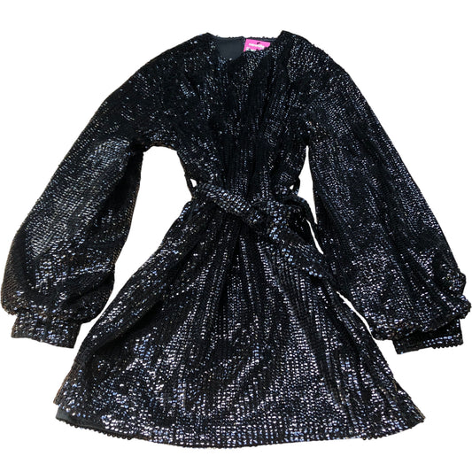 Black Sequinned Dress UK Size 18 Women's Evening Wear With Belt