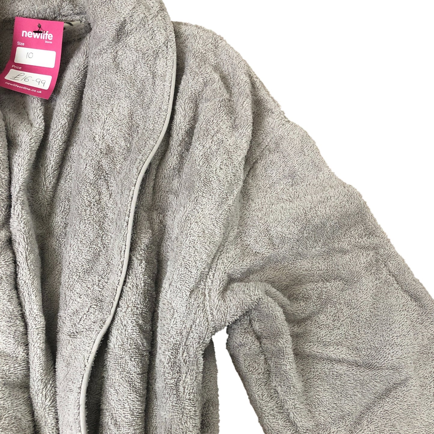 The White Company Small Grey Fleece Robe Women's Soft Plush Bathrobe Size 10