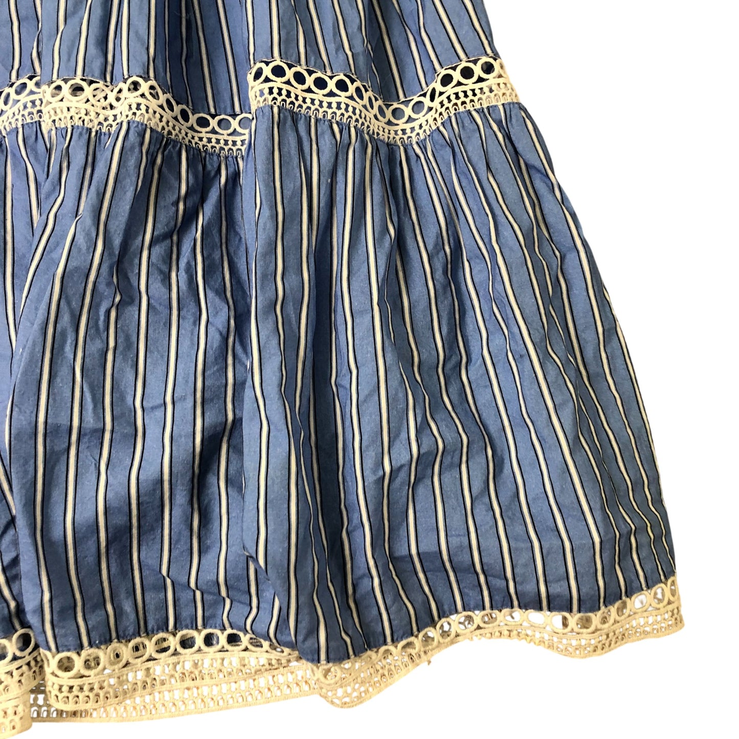Blue Tiered Striped Summer Dress Size 16