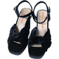 Black Velvet Platform High Heels - Knot Design - Size UK 6