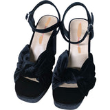 Black Velvet Platform High Heels - Knot Design - Size UK 6