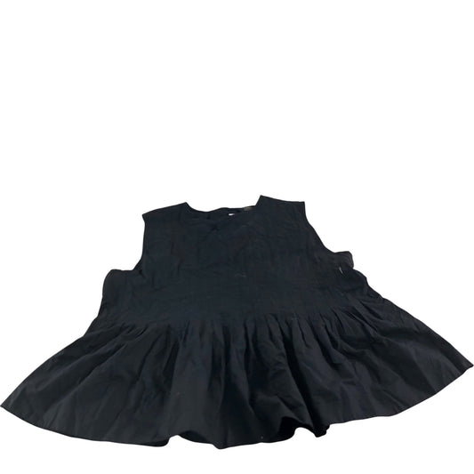 River Island UK16 Women's Black Poplin Shirred Top