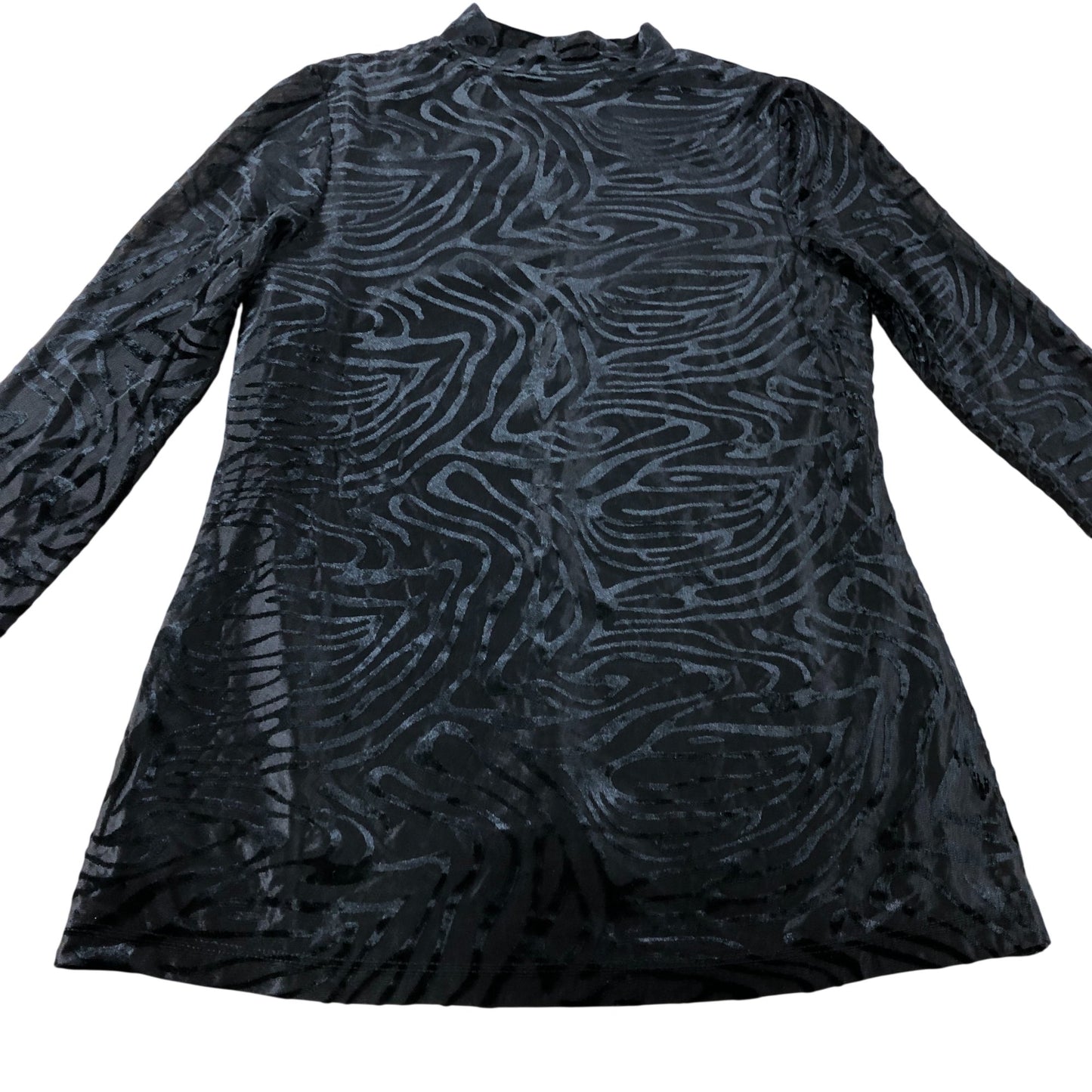 Branded Black Zebra Velvet Turtle Neck Top - Size 8