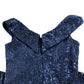 Sequin Evening Dress UK Size 10 Women's Navy Blue Party Wear Gown