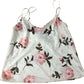 Floral Print White Tank Top And Denim Peplum Top Set Women's Size UK6