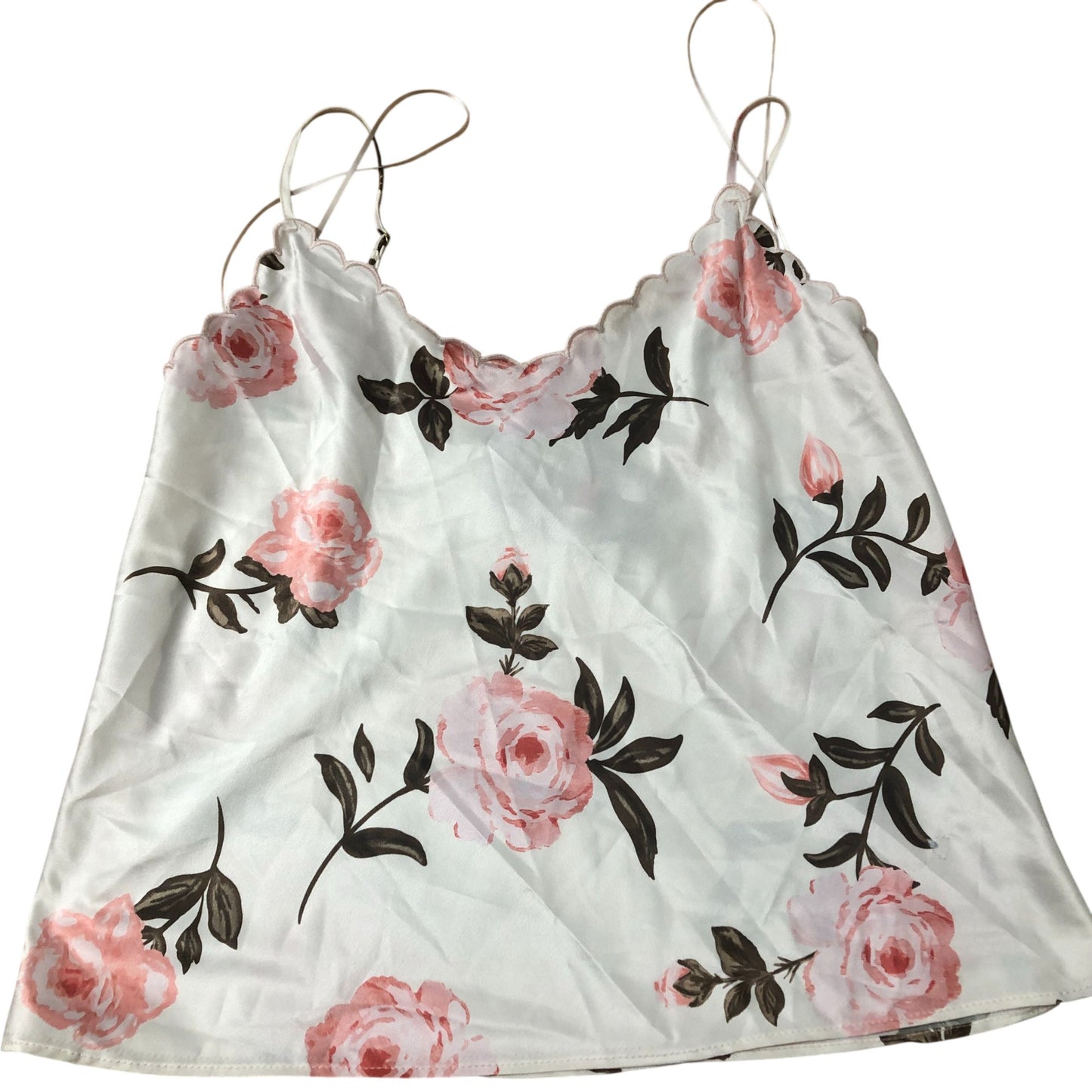 Floral Print White Tank Top And Denim Peplum Top Set Women's Size UK6