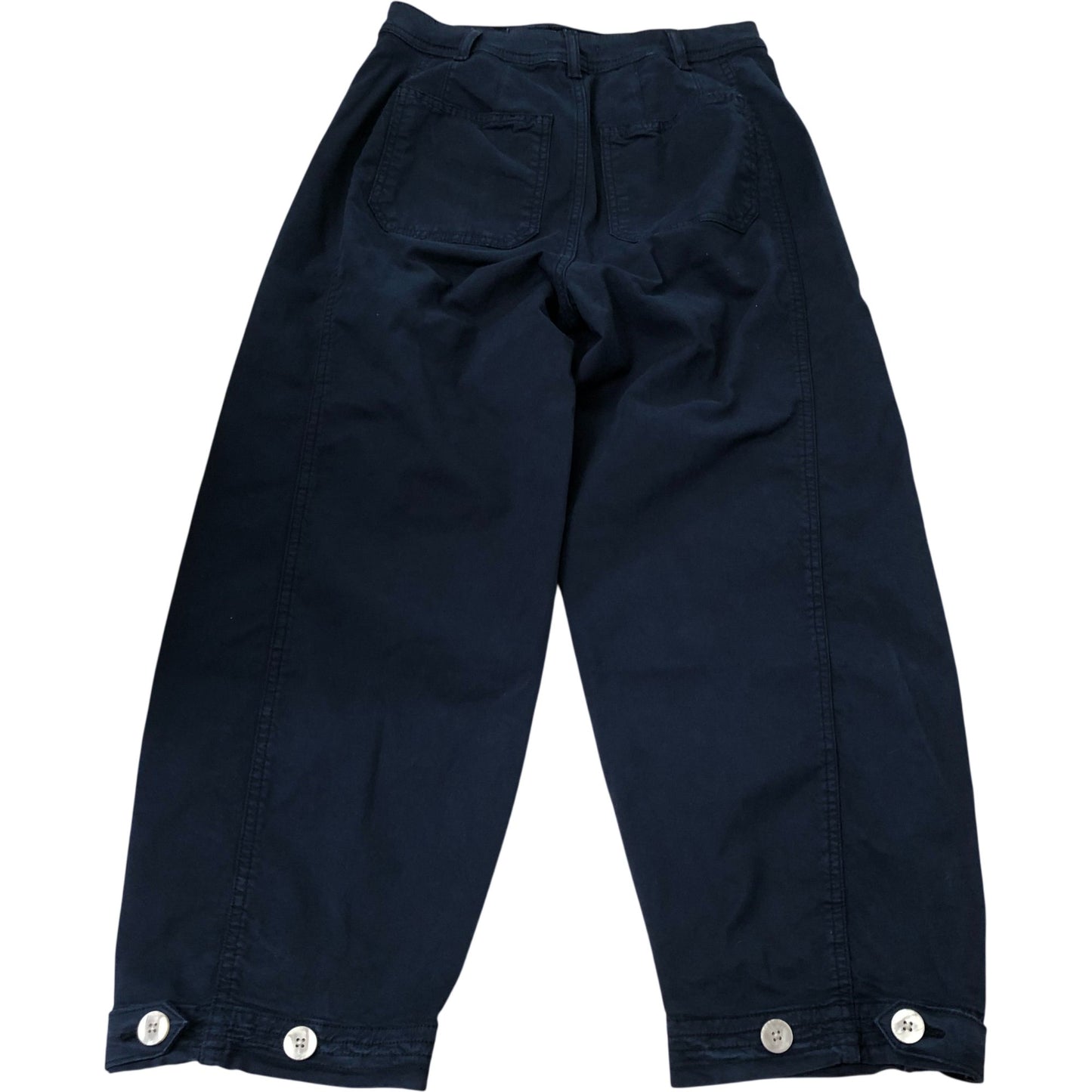 Blue Cotton Blend Barrel Chino Trousers Size 8L