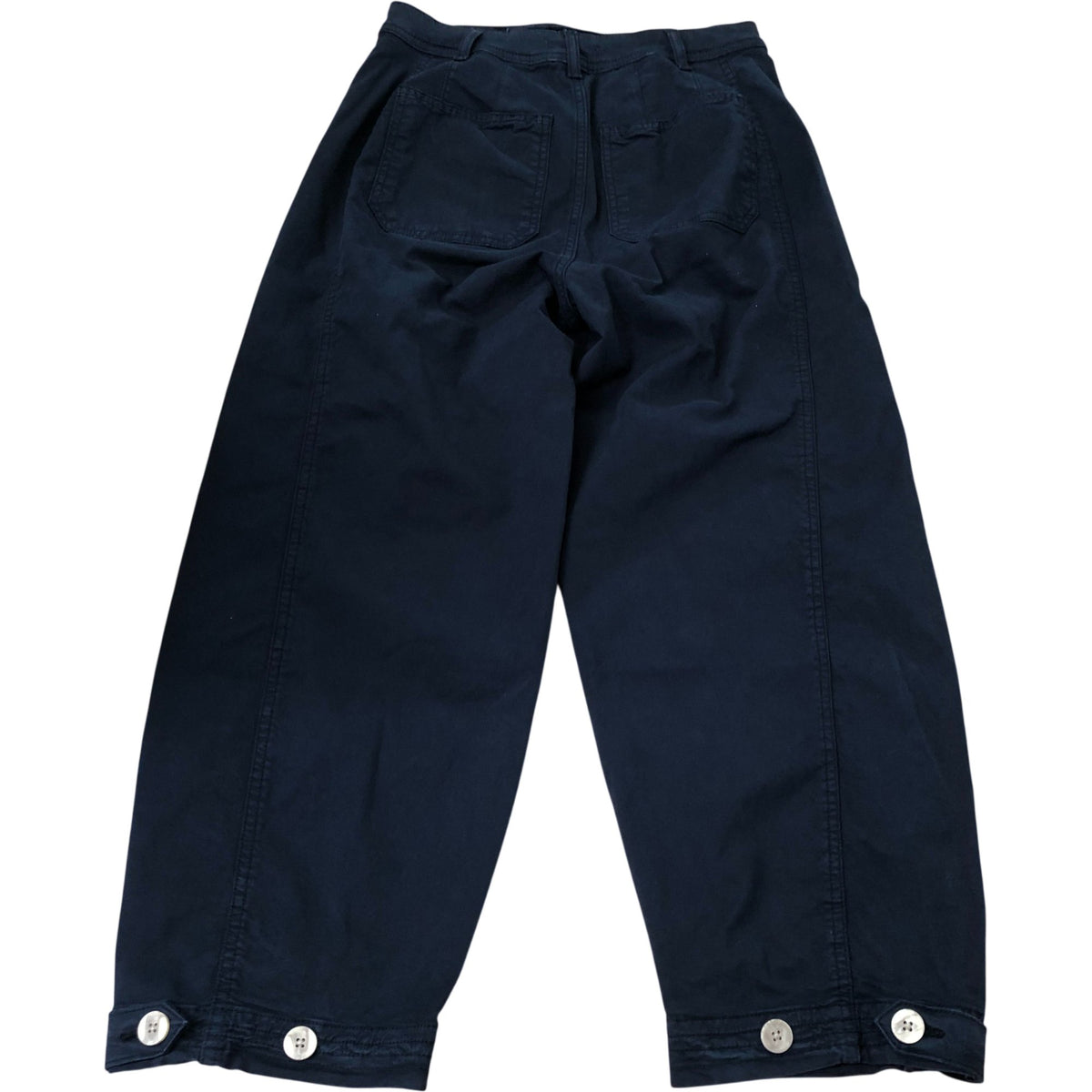Blue Cotton Blend Barrel Chino Trousers
