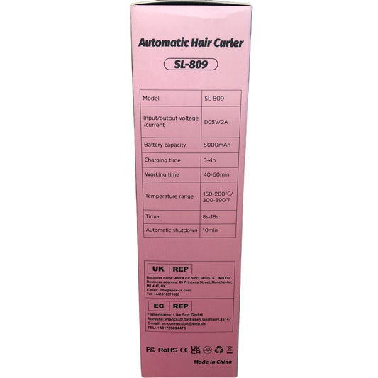 Automatic Hair Curler SL-809 USB Rechargeable Wireless Curling Device Pink