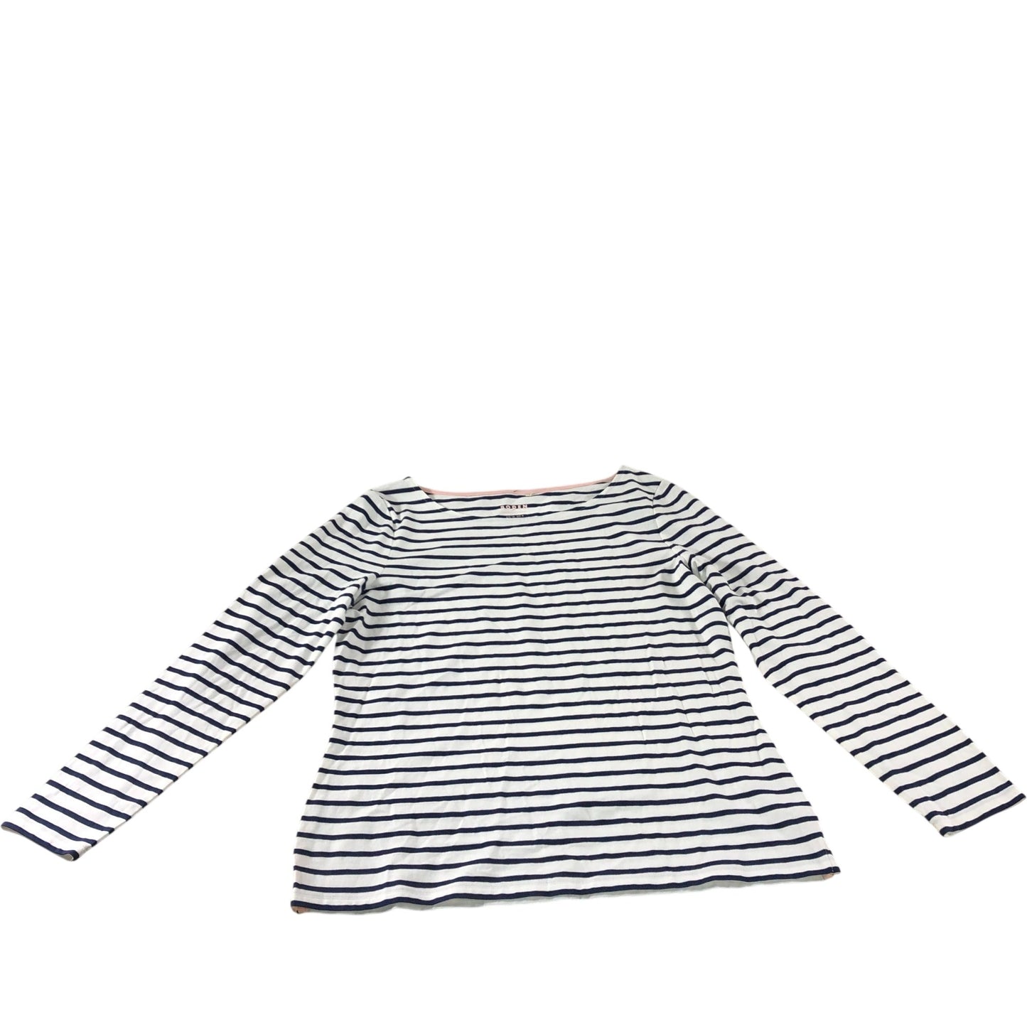 Boden White/Navy Striped Long Sleeve Top - Size 12