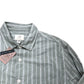 River Island Casual Shirt Size L Men's Striped Long Sleeve Green Cotton