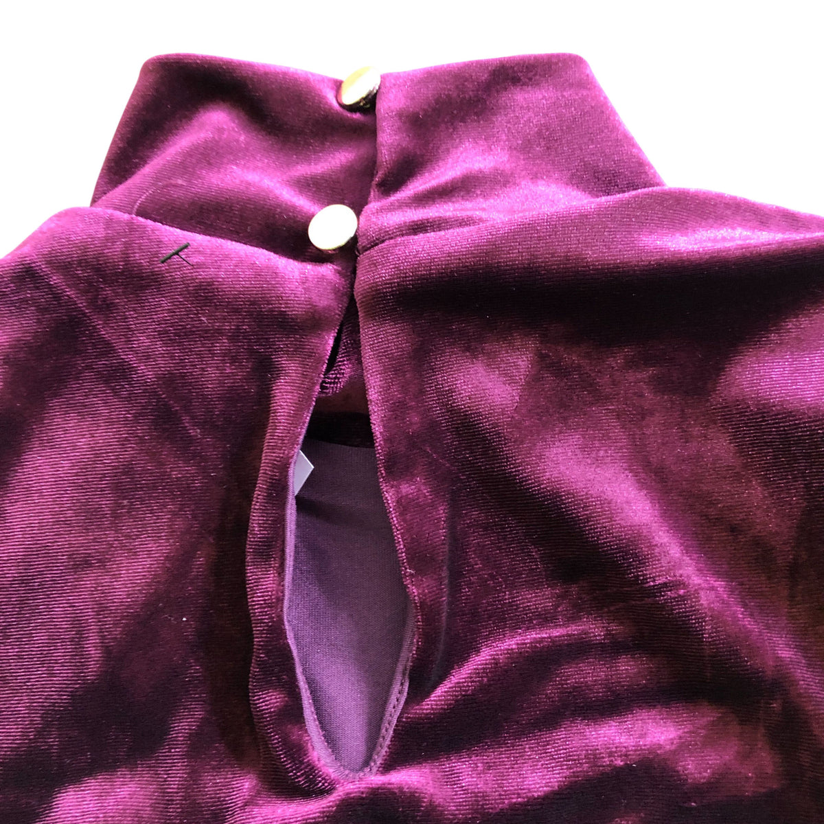 Ruched & Ready Velvet Dress Size Small Women's Long Sleeve High Neck Purple