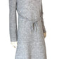 Casual Dress Grey Long Sleeve Relaxed Fit Women's Belted Midi Dress Size 8