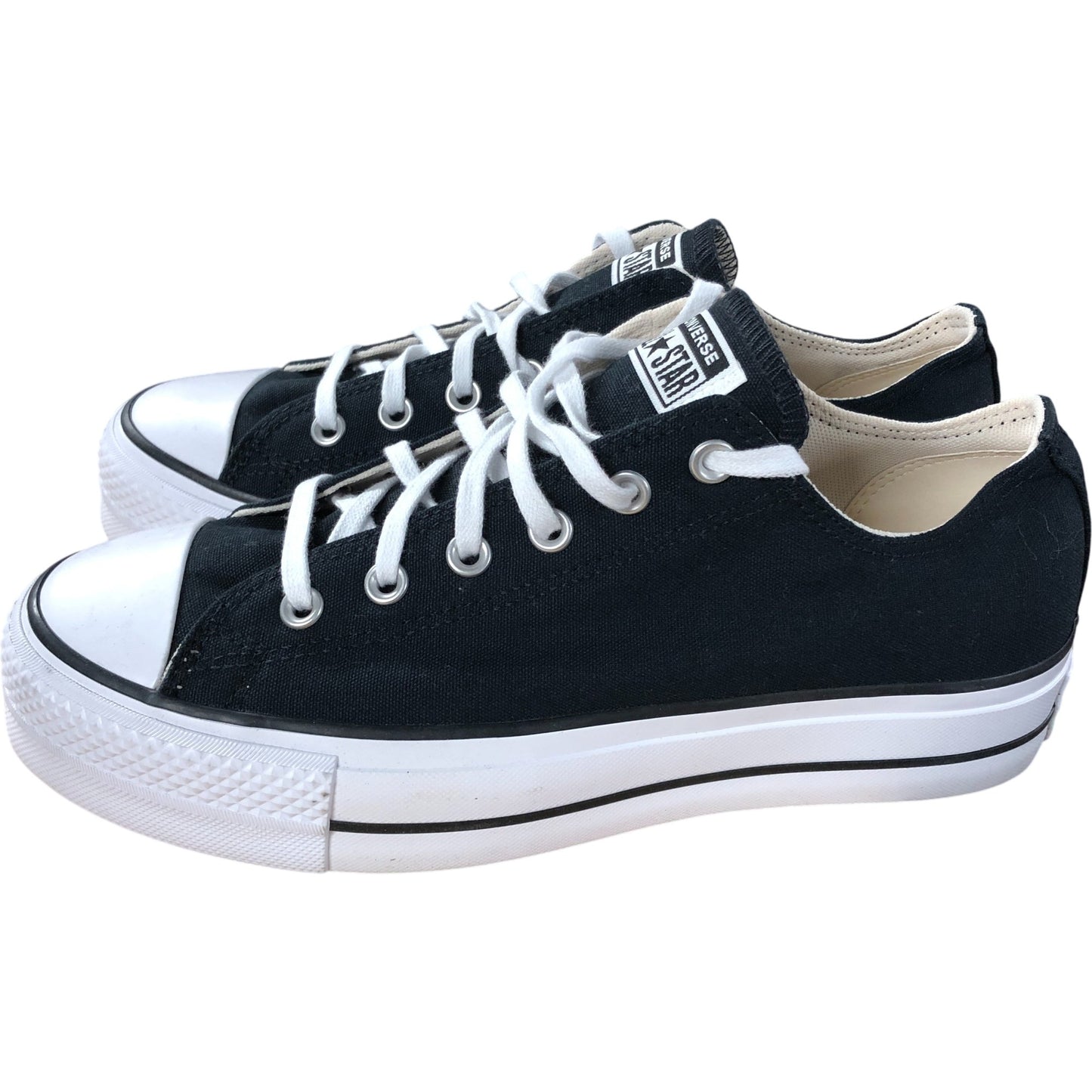 Converse All Star Black Canvas Trainers UK8 Women's Classic Style Thick Sole