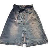 Denim Skirt UK14 Women's Button Front Midi Length Blue Cotton