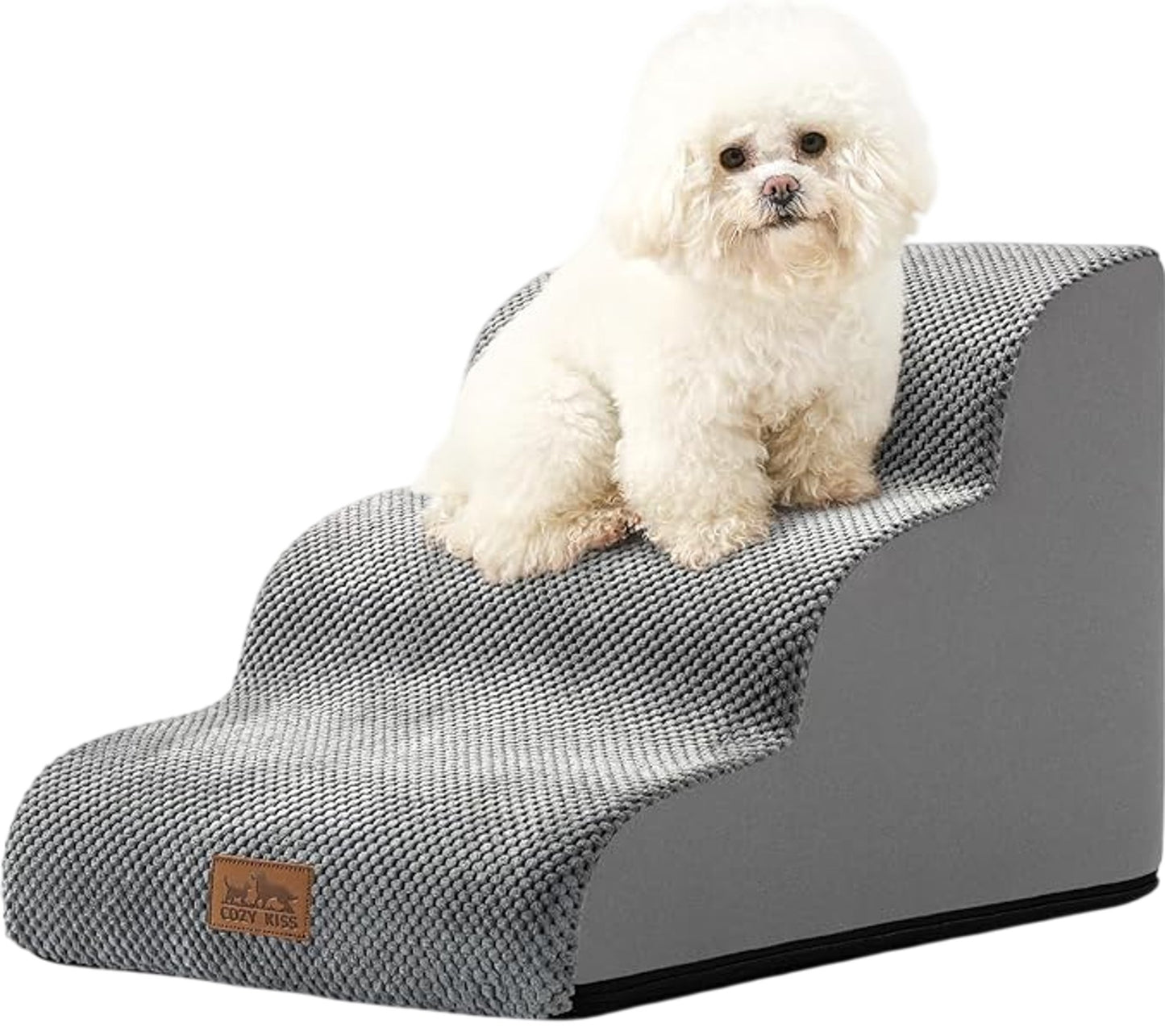 Cozy Kiss Dog 3 Steps Pet Ramp Three Steps Non Slip Lightweight Washable Grey