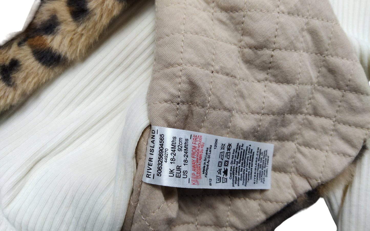 River Island Leopard Print Baby Vest 18-24 Months Girls Warm Fleece Layer