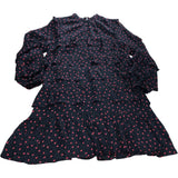 UK12 Women's Black Heart Print Dress Ruffled Sleeves