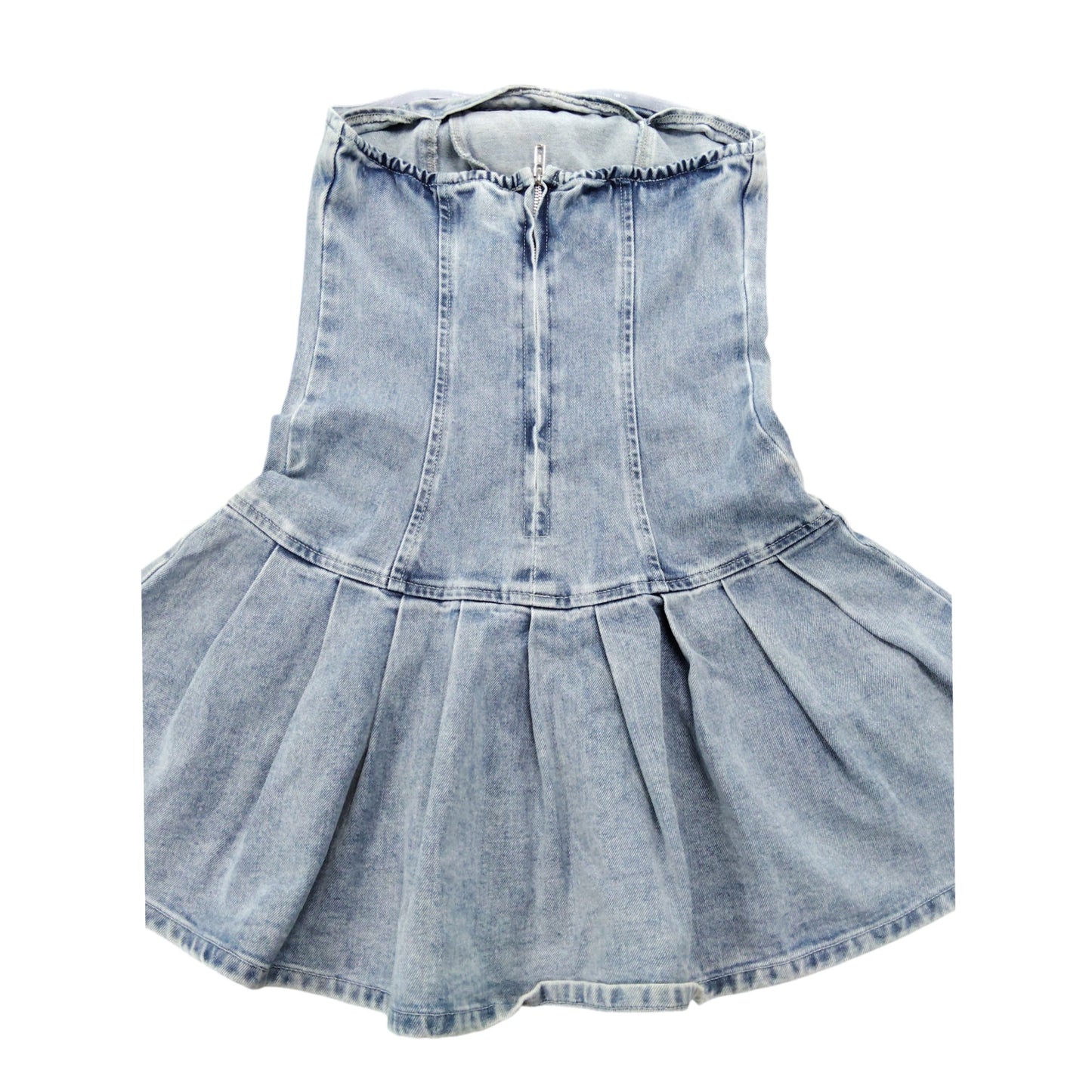 River Island Denim Dress UK6 Women's Sleeveless Pleated Summer Style