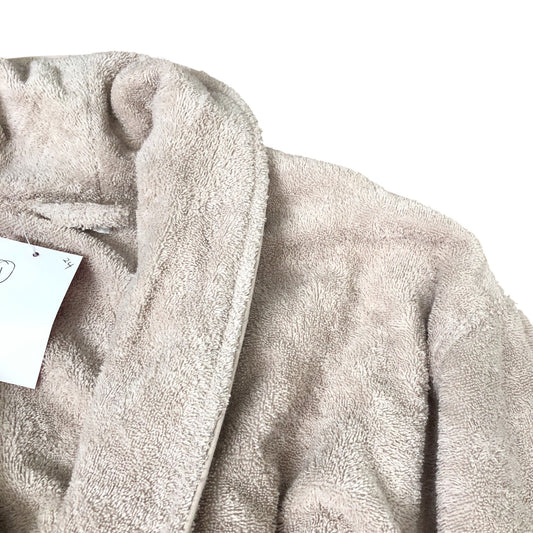 Beige Organic Cotton Bathrobe Soft Fleece Size S