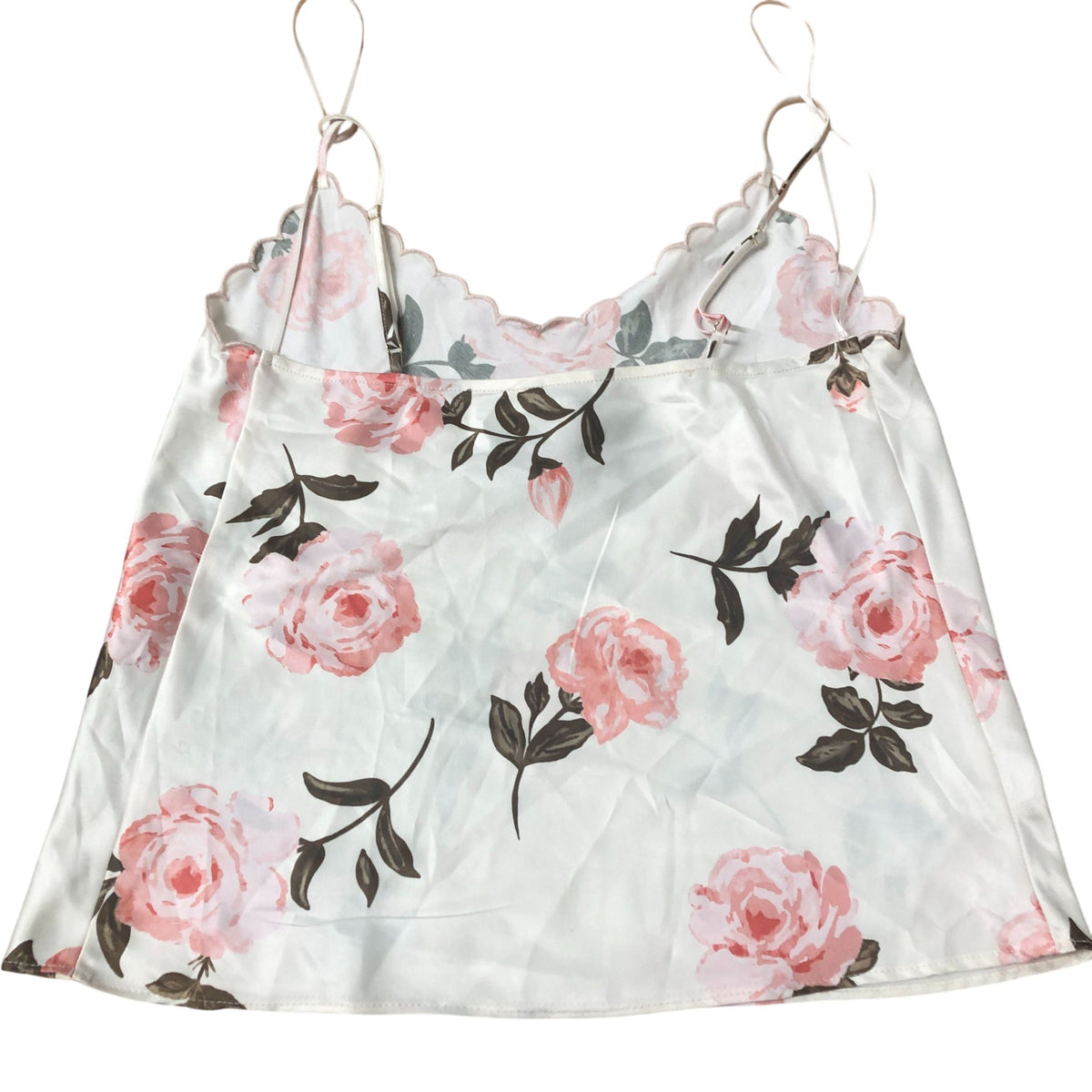 Floral Print White Tank Top And Denim Peplum Top Set Women's Size UK6
