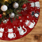 Red Cat Pattern Christmas Tree Skirt