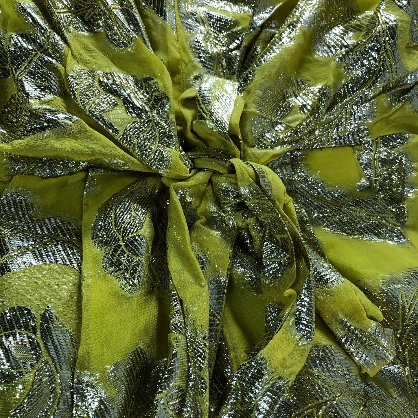 River Island Women's Yellow Floral Metallic Playsuit - Size 6